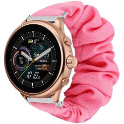 Onetuo Armband Kompatibel mit Fossil Gen 6 Wellness, weiche Haargummis Uhrenarmband für Fossil Gen 6 44mm Wellness Smart Watch (Rosa) von Blueshaweu