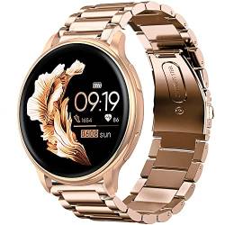 Onetuo Armband Kompatibel mit Nemheng Damen Smartwatch 1.32 Zoll, Classic Edelstahl Uhrenarmband für Nemheng N33 Smartwatch (Roségold) von Blueshaweu