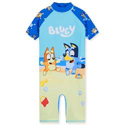 Bluey Badeanzug Kinder einteilig | Bademode für Mädchen und Jungen von 1-8 Jahren | Bade-Set aus Polyester und Elasthan Größe 74-126 | Strandkleidung Sommer zum Schwimmen(Blau, 18-24 Monate) von Bluey