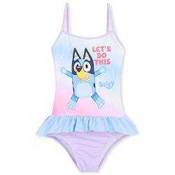 Bluey Badeanzug Kinder einteilig | Bademode für Mädchen und Jungen von 1-8 Jahren | Bade-Set aus Polyester und Elasthan Größe 74-126 | Strandkleidung Sommer zum Schwimmen(Lila/Blau, 7-8 Jahre) von Bluey