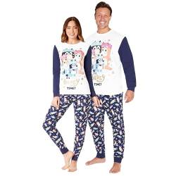 Bluey Familien-Pyjamas - 2-teiliges Pyjama-Set für Eltern und Kinder - mit Ärmel- und Knöchelmanschetten ((Weiß/Blau Herren, 2XL) von Bluey