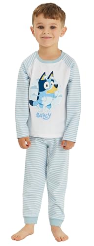 Bluey Jungen Schlafanzug Charakter Nachtwäsche, Blau gestreift, 98 von Bluey