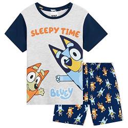 Bluey Pyjama Kinder Kurz - Paar T-Shirt und Kurzer Schlafanzug Mädchen - Schlafanzug Kinder kurz, Shorty Pyjamas für Jungen und Mädchen 2–6 Jahren (Grau/Blau, 2-3 Jahre) von Bluey