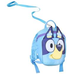 Bluey Rucksack Kinder, Kita Kindergartenrucksack Mädchen Jungs Backpack mit Kinderleine Laufleine (Blau) von Bluey