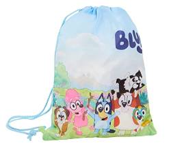 Bluey Turnbeutel mit Kordelzug für Jungen und Mädchen, Turnbeutel, Kinder, Schule, Kindergarten, Rucksack, blau / grün, Einheitsgröße, Beutel mit Kordelzug von Bluey