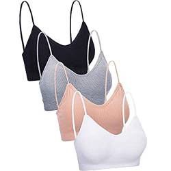 4 Stücke V Hals Cami Top BH Gepolstert Nahtlose Bralette Träger Schlafen BH für Damen Mädchen (Estilo sin Costuras, Talla XL-XXL) von Blulu