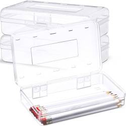 Kunststoff-Bleistiftbox, transparent, nützlich, Bleistift-Aufbewahrungskoffer, Bürobedarf, Aufbewahrungsbox für Stifte und mehr, Schule, Büro, Schulbedarf (3 Stück) von Blulu