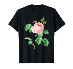 Vintage Kohl-Rosen-Blumen-Illustration Pflanzenliebhaber T-Shirt von Blumenkunst und botanische Pflanzen für Männer und