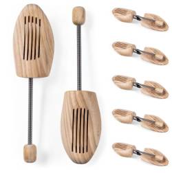 Blumtal Schuhspanner Kiefernholz - Hochwertiges Holz mit Doppelter Längenfederung für Herren und Damen, Größe 46/47, 5er Set von Blumtal