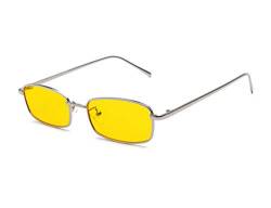 Bmeigo Damen Sonnenbrille Vintage Retro Rechteckig Metallrahmen Brillen Unisex Mode gläser UV400 Ultraleicht von Bmeigo