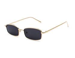 Bmeigo Damen Sonnenbrille Vintage Retro Rechteckig Metallrahmen Brillen Unisex Mode gläser UV400 Ultraleicht von Bmeigo