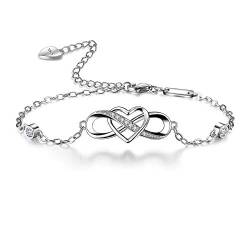 Bo&Pao Infinity Armband Damen 925 Sterling Silber mit Unendlichkeitszeichen und Herz Zirkonia von Bo&Pao
