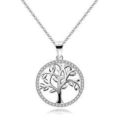 Bo&Pao Lebensbaum Kette Damen Sterling Silber 925, Halskette Baum des Lebens für Mama, 45 cm verstellbar von Bo&Pao