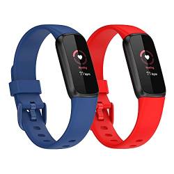 BoLuo 2 Pack Armband für Fitbit Luxe Band, Sport Silikon Ersatzband Watch Armband Silikonband Strap, Uhrenarmband Armbänder Sports Wrist Strap für Fitbit Luxe Watch Accessories (Blau Rot, large) von BoLuo