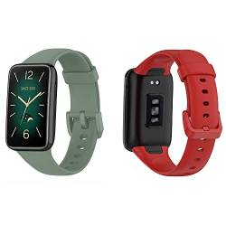 BoLuo 2 Stück Uhrenarmbänder für Xiaomi Mi Band 7 Pro Watchband, Silikon Ersatzband Armband Uhrenarmband Silikonband Strap Armbänder Wrist Strap Bracelet für Xiaomi Mi Band 7 Pro (Grün Rot) von BoLuo