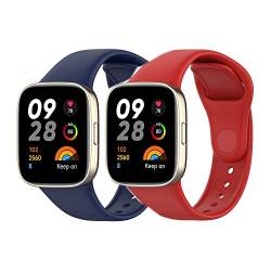 BoLuo 2 Stück Uhrenarmbänder für Xiaomi Mi Watch Lite 3 / Redmi Watch 3,Ersatzband Armband Uhrenarmband Silikonband,Armbänder Strap Bracelet für Xiaomi Redmi Watch 3 /Redmi Watch Life 3 (Blau Rot) von BoLuo