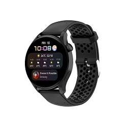 BoLuo 20mm Uhrenarmbänder für Huawei Watch GT3 42mm / GT2 42mm, Breathable Silikon Ersatzband Uhrenarmband Armbänder für Coros Pace 2 /Coros Apex 42mm /Ticwatch E3 / Polar Ignite/Unite (Schwarz) von BoLuo
