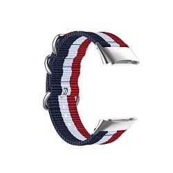 BoLuo Armband für Fitbit Charge 5 Band, Genuine Nylon Ersatzband Watch Armband Silikonband Strap, Uhrenarmband Bracelet Armbänder Wrist Strap für Fitbit Charge 5 Watch Accessories (blau weiß rot) von BoLuo