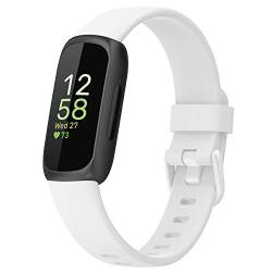 BoLuo Uhrenarmbänder Kompatibel mitFitbit Inspire 3 Strap, Silikon Ersatzband Watch Uhrenarmband Armband WristStrap Silikonband Armbänder Bracelet für Fitbit Inspire 3 Accessories (large, weiß) von BoLuo