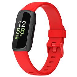 BoLuo Uhrenarmbänder Kompatibel mitFitbit Inspire 3 Strap, Silikon Ersatzband Watch Uhrenarmband Armband WristStrap Silikonband Armbänder Bracelet für Fitbit Inspire 3 Accessories (small, rot) von BoLuo