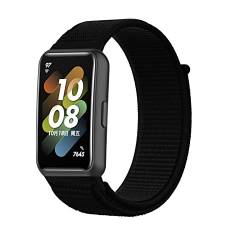 BoLuo Uhrenarmbänder für Huawei Band 7 Watchband, Sport Nylon Ersatzband Armband Uhrenarmband Silikonband Strap Armbänder Wrist Strap Bracelet für Huawei Band 7 Watch Accessories (schwarz 1) von BoLuo