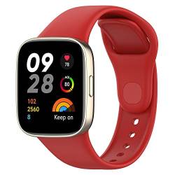 BoLuo Uhrenarmbänder für Xiaomi Redmi Watch 3, Sport Silikon Ersatzband Armband Uhrenarmband Silikonband,Strap Armbänder Wrist Strap Bracelet für Xiaomi Redmi Watch 3 Accessories (Rot) von BoLuo