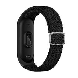 BoLuo Watch Armband für Xiaomi Mi Band 6,Nylon Braided Stretch Solo Loop Ersatzband Watch Armband Strap,Uhrenarmband Armbänder Bracelet für Xiaomi Mi Band 6 5 4 3 Watch Accessories (schwarz) von BoLuo