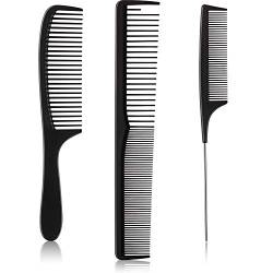 3 Stücke Schwarze Haarkamm Set, Kohlefaser Haarschneidekamm Antistatischer Feinkamm Pin Tail Kamm Haarstylingkamm für Friseursalon von Boao