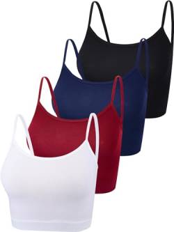 4 Stück Basic Crop Tank Tops ärmellos Racerback Crop Sport Baumwolle Top für Frauen - - Groß von Boao