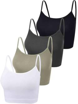 4 Stück Basic Crop Tank Tops ärmellos Racerback Crop Sport Baumwolle Top für Frauen - - Mittel von Boao