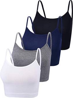 4 Stück Basic Crop Tank Tops ärmellos Racerback Crop Sport Baumwolle Top für Frauen - mehrfarbig - Groß von Boao