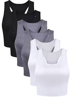 Basic-Tanktops, ärmellos, Racerback, Sport, bauchfrei, für Damen, Mädchen, zum Tragen im Alltag, 6 Stück, XX-Large von Boao