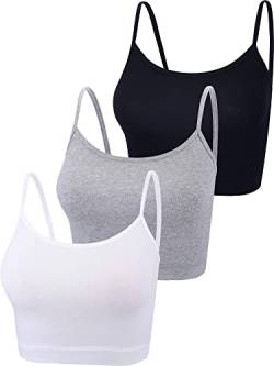 BOAO 3 Stück Spaghetti Gurt Tank Leibchen Top Crop Tank Top für Sport Yoga Schlafen (Farbe Set 1, S) von Boao