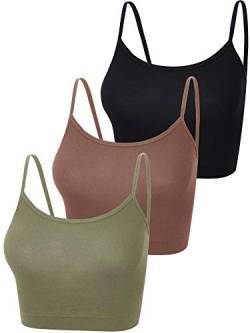 Boao 3 Stücke Leibchen Top Crop Tank Top (Schwarz, Grün, Kaffee, L) von Boao