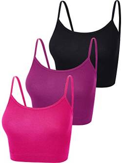 Boao 3 Stücke Leibchen Top Crop Tank Top (Schwarz, Rose Rot, Lila, M) von Boao