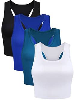 Boao bauchfreies Tank-Top, ärmellos, Racerback-Design, für Damen, 4 Stück, Klein von Boao