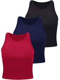 Boao Damen Baumwolle Kurz Sport Crop Tank Top (Schwarz, Weinrot, Marineblau, L) von Boao