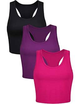 Damen Crop Tank Top Baumwolle Basic Ärmellos Racerback Kurz Sport Crop Top für Damen Mädchen Tägliche Tragen (Schwarz, Weiß, M) von Boao