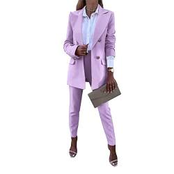 Boapond Damen Business Anzug Damen Hosenanzug Langarm Anzugjacke Anzughosen Zweiteiler Mode Slimfit Streetwear 2-teilig Blazer Hose Festlich von Boapond