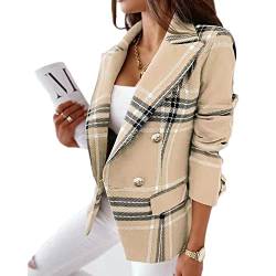 Boapond Damen Business Freizeit Casual Blazer Business Jacke Anzugjacke Elegant Blazer Lang Basic Blazer Businessjacke Mantel Coat Kurz Mantel Anzüge Bolero Vintage Blazer von Boapond