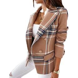 Boapond Damen Business Freizeit Casual Blazer Business Jacke Anzugjacke Elegant Blazer Lang Basic Blazer Businessjacke Mantel Coat Kurz Mantel Anzüge Bolero Vintage Blazer von Boapond