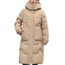 Boapond Damen Mäntel Damen Wintermantel Damen Warmer Lang Jacke Elegant Outdoor Steppmantel Lang mit Kapuze Baumwolljacke Winterparka Mantel von Boapond