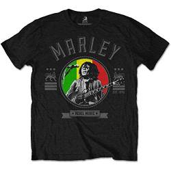 Bob Marley Rebel Music Seal T-Shirt für Herren, Schwarz, XL von Bob Marley