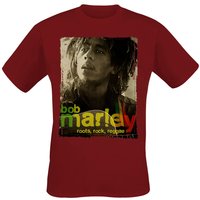 Bob Marley T-Shirt - Root Rock Raggae - S bis XXL - für Männer - Größe S - dunkelrot  - Lizenziertes Merchandise! von Bob Marley