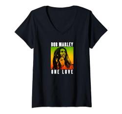 Damen Offizieller Bob Marley One Love Farbverlauf T-Shirt mit V-Ausschnitt von Bob Marley