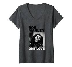 Damen Offizielles Bob Marley One Love Foto T-Shirt mit V-Ausschnitt von Bob Marley