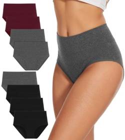 Bobelle Unterwäsche Frauen,8er Pack Unterhosen Damen, Baumwolle Pantys Damen Atmungsaktiv Bequeme Hohe Taille Slips((Multicolor01,XL) von Bobelle