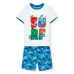 boboli Kurzärmeliger Schlafanzug für Kinder, Sommer-Pyjama für Kinder, bestickt, zweiteiliger Schlafanzug für Jungen, ideal zum Verschenken, weiß, 2 Jahre von Boboli