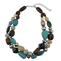 BOCAR 2 Layer Statement Chunky Perlen Mode Halskette für Frauen Geschenke (NK-10384-aqua sky) von Bocar