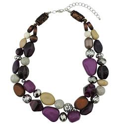 BOCAR 2 Layer Statement Chunky Perlen Mode Halskette für Frauen Geschenke (NK-10384-sparking purple) von Bocar
